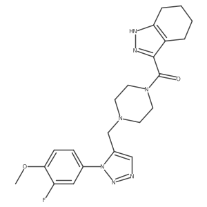 3-[(4-{[1-(3-fluoro-4-methoxyphenyl)-1H-1,2,3-triazol-5-yl]methyl}piperazin-1-yl)carbonyl]-4,5,6,7-tetrahydro-1H-indazole Structure