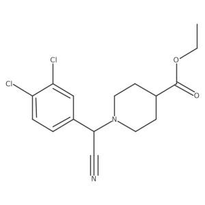 Ethyl 1-[cyano-(3,4-dichlorophenyl)methyl]piperidine-4-carboxylate结构式