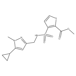methyl 3-(N-((5-cyclopropyl-1-methyl-1H-pyrazol-3-yl)methyl)sulfamoyl)thiophene-2-carboxylate Structure