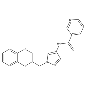 N-(1-((2,3-dihydrobenzo[b][1,4]dioxin-2-yl)methyl)-1H-pyrazol-4-yl)nicotinamide结构式