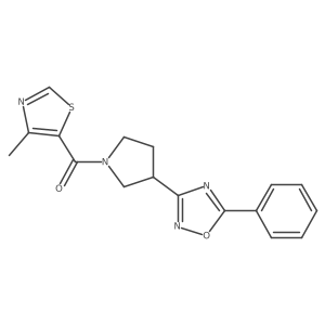 (4-Methylthiazol-5-yl)(3-(5-phenyl-1,2,4-oxadiazol-3-yl)pyrrolidin-1-yl)methanone Structure