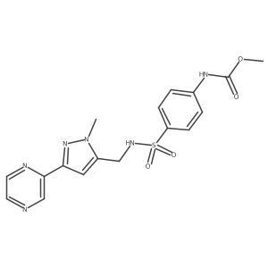 methyl (4-(N-((1-methyl-3-(pyrazin-2-yl)-1H-pyrazol-5-yl)methyl)sulfamoyl)phenyl)carbamate结构式