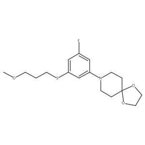 8-(3-Fluoro-5-((3-methoxypropyl)thio)phenyl)-1,4-dioxa-8-azaspiro[4.5]decane结构式