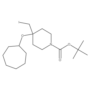 Tert-butyl 4-(cycloheptyloxy)-4-(iodomethyl)piperidine-1-carboxylate结构式