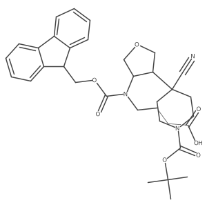4-[(4-{1-[(tert-butoxy)carbonyl]-4-cyanopiperidin-4-yl}oxolan-3-yl)({[(9H-fluoren-9-yl)methoxy]carbonyl})amino]butanoic acid结构式