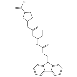 3-[(3R)-3-({[(9H-fluoren-9-yl)methoxy]carbonyl}amino)pentanamido]cyclopentane-1-carboxylic acid结构式