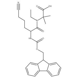 2-[5-cyano-N-ethyl-2-({[(9H-fluoren-9-yl)methoxy]carbonyl}amino)pentanamido]-2-methylpropanoic acid Structure