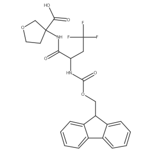 3-[2-({[(9H-fluoren-9-yl)methoxy]carbonyl}amino)-4,4,4-trifluorobutanamido]oxolane-3-carboxylic acid Structure