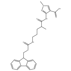 3-[5-({[(9H-fluoren-9-yl)methoxy]carbonyl}amino)-2-methylpentanamido]-1-methyl-1H-pyrazole-4-carboxylic acid Structure
