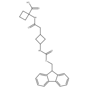 1-{2-[3-({[(9H-fluoren-9-yl)methoxy]carbonyl}amino)cyclobutyl]acetamido}cyclobutane-1-carboxylic acid结构式