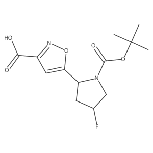 5-((4S)-1-(tert-Butoxycarbonyl)-4-fluoropyrrolidin-2-yl)isoxazole-3-carboxylic acid Structure