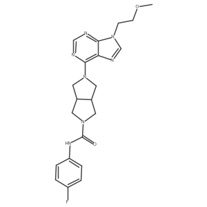 N-(4-fluorophenyl)-5-[9-(2-methoxyethyl)-9H-purin-6-yl]-octahydropyrrolo[3,4-c]pyrrole-2-carboxamide Structure