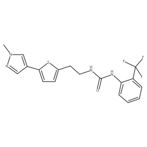 3-{2-[5-(1-methyl-1H-pyrazol-4-yl)thiophen-2-yl]ethyl}-1-[2-(trifluoromethyl)phenyl]urea Structure