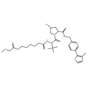[6-[[(1S)-1-[(2S,4R)-4-hydroxy-2-[[4-(4-methylthiazol-5-yl)phenyl]methylcarbamoyl]pyrrolidine-1-carbonyl]-2,2-dimethyl-propyl]amino]-6-oxo-hexyl] 2-methoxyacetate结构式