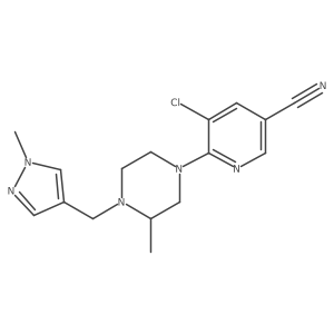 5-chloro-6-{3-methyl-4-[(1-methyl-1H-pyrazol-4-yl)methyl]piperazin-1-yl}pyridine-3-carbonitrile结构式