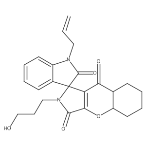 2-(3-Hydroxypropyl)-1'-prop-2-enylspiro[4a,5,6,7,8,8a-hexahydrochromeno[2,3-c]pyrrole-1,3'-indole]-2',3,9-trione结构式