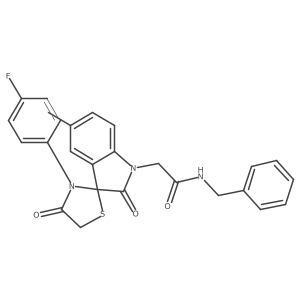 N-benzyl-2-(3'-(4-fluorophenyl)-5-methyl-2,4'-dioxospiro[indoline-3,2'-thiazolidin]-1-yl)acetamide结构式