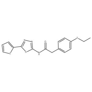 2-(4-(ethylthio)phenyl)-N-(5-(thiophen-2-yl)-1,3,4-oxadiazol-2-yl)acetamide结构式