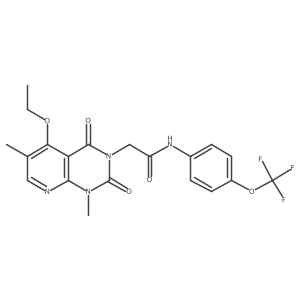 2-{5-ethoxy-1,6-dimethyl-2,4-dioxo-1H,2H,3H,4H-pyrido[2,3-d]pyrimidin-3-yl}-N-[4-(trifluoromethoxy)phenyl]acetamide结构式