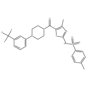 Benzenesulfonamide, 4-methyl-N-[4-methyl-5-[[4-[3-(trifluoromethyl)phenyl]-1-piperazinyl]carbonyl]-2-thiazolyl]-结构式