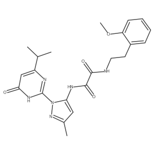 N1-(1-(4-isopropyl-6-oxo-1,6-dihydropyrimidin-2-yl)-3-methyl-1H-pyrazol-5-yl)-N2-(2-methoxyphenethyl)oxalamide结构式