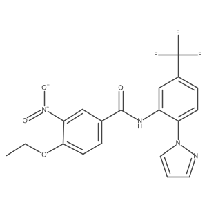 4-ethoxy-3-nitro-N-[2-(1H-pyrazol-1-yl)-5-(trifluoromethyl)phenyl]benzamide结构式