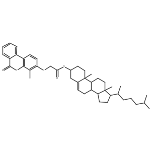 (3beta)-cholest-5-en-3-yl [(4-methyl-6-oxo-6H-benzo[c]chromen-3-yl)oxy]acetate Structure