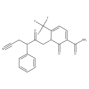N#CCN(C(=O)Cn1c(C(F)(F)F)ccc(C(N)=O)c1=O)c1ccccc1结构式