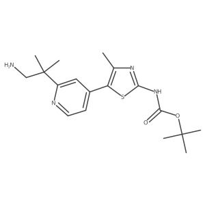 tert-Butyl 5-(2-(1-amino-2-methylpropan-2-yl)-pyridin-4-yl)-4-methylthiazol-2-ylcarbamate Structure