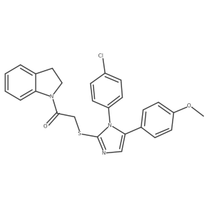 2-((1-(4-chlorophenyl)-5-(4-methoxyphenyl)-1H-imidazol-2-yl)thio)-1-(indolin-1-yl)ethanone结构式