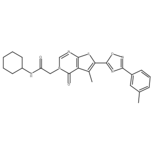 N-cyclohexyl-2-(5-methyl-4-oxo-6-(3-(m-tolyl)-1,2,4-oxadiazol-5-yl)thieno[2,3-d]pyrimidin-3(4H)-yl)acetamide结构式