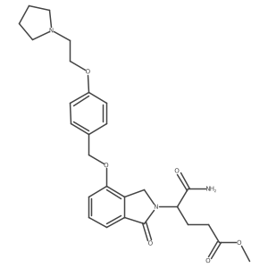 Gamma-(aminocarbonyl)-1,3-dihydro-1-oxo-4-[[4-[2-(1-pyrrolidinyl)ethoxy]phenyl]methoxy]-2h-isoindole-2-butanoic acid methyl ester结构式