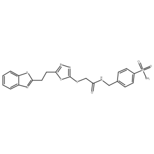 2-((5-(2-(benzo[d]thiazol-2-yl)ethyl)-1,3,4-oxadiazol-2-yl)thio)-N-(4-sulfamoylbenzyl)acetamide Structure