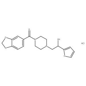 Benzo[d][1,3]dioxol-5-yl(4-(2-(furan-2-yl)-2-hydroxyethyl)piperazin-1-yl)methanone hydrochloride Structure