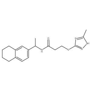 3-((5-Methyl-4H-1,2,4-triazol-3-yl)thio)-N-(1-(5,6,7,8-tetrahydronaphthalen-2-yl)ethyl)propanamide Structure