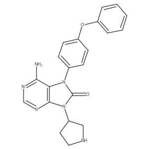 (R)-6-amino-7-(4-phenoxyphenyl)-9-(pyrrolidin-3-yl)-7H-purin-8(9H)-one结构式