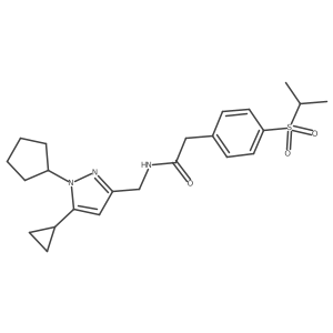 N-((1-cyclopentyl-5-cyclopropyl-1H-pyrazol-3-yl)methyl)-2-(4-(isopropylsulfonyl)phenyl)acetamide结构式