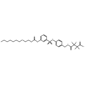 1-[2-[4-[[[3-[[[[2-(Heptylthio)ethyl]amino]carbonyl]amino]phenyl]sulfonyl]amino]phenyl]hydrazide] 2,2,3,3-Tetrafluoro-butanedioic Acid结构式