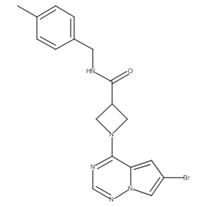 1-(6-bromopyrrolo[2,1-f][1,2,4]triazin-4-yl)-N-(4-methylbenzyl)azetidine-3-carboxamide结构式
