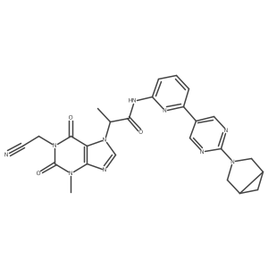 (2S)-N-(6-(2-(3-Azabicyclo[3.1.0]hexan-3-yl)pyrimidin-5-yl)pyridin-2-yl)-2-(1-(cyanomethyl)-3-methyl-2,6-dioxo-1,2,3,6-tetrahydro-7H-purin-7-yl)propanamide Structure