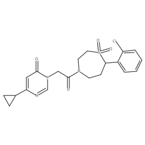 3-(2-(7-(2-chlorophenyl)-1,1-dioxido-1,4-thiazepan-4-yl)-2-oxoethyl)-6-cyclopropylpyrimidin-4(3H)-one Structure
