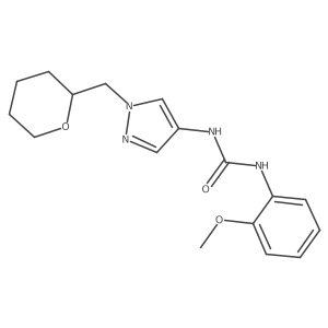 1-(2-methoxyphenyl)-3-(1-((tetrahydro-2H-pyran-2-yl)methyl)-1H-pyrazol-4-yl)urea结构式