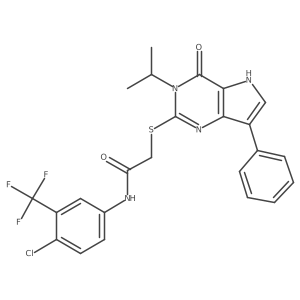 N-(4-chloro-3-(trifluoromethyl)phenyl)-2-((3-isopropyl-4-oxo-7-phenyl-4,5-dihydro-3H-pyrrolo[3,2-d]pyrimidin-2-yl)thio)acetamide结构式