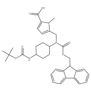 5-[[9H-Fluoren-9-ylmethoxycarbonyl-[4-[(2-methylpropan-2-yl)oxycarbonylamino]cyclohexyl]amino]methyl]-1-methylpyrrole-2-carboxylic acid Structure