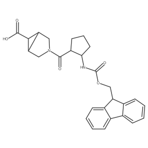 (1R,5S)-3-[2-({[(9H-fluoren-9-yl)methoxy]carbonyl}amino)cyclopentanecarbonyl]-3-azabicyclo[3.1.0]hexane-6-carboxylic acid结构式