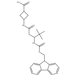 3-[3-({[(9H-fluoren-9-yl)methoxy]carbonyl}amino)-4,4-dimethylpentanamido]cyclobutane-1-carboxylic acid Structure