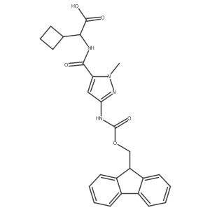 2-cyclobutyl-2-{[3-({[(9H-fluoren-9-yl)methoxy]carbonyl}amino)-1-methyl-1H-pyrazol-5-yl]formamido}acetic acid Structure