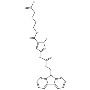 2-[(2-{[3-({[(9H-fluoren-9-yl)methoxy]carbonyl}amino)-1-methyl-1H-pyrazol-5-yl]formamido}ethyl)sulfanyl]acetic acid结构式