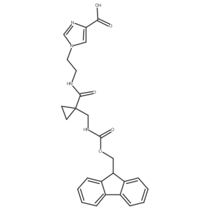 1-[2-({1-[({[(9H-fluoren-9-yl)methoxy]carbonyl}amino)methyl]cyclopropyl}formamido)ethyl]-1H-imidazole-4-carboxylic acid Structure