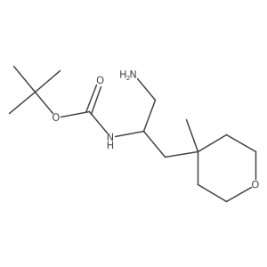 tert-butyl N-[1-amino-3-(4-methyloxan-4-yl)propan-2-yl]carbamate结构式
